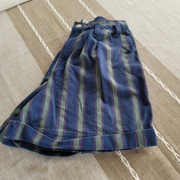 Sostanza vintage highwaist Jean shorts Sz 12 striped blue grey, pink - Picture 8 of 10